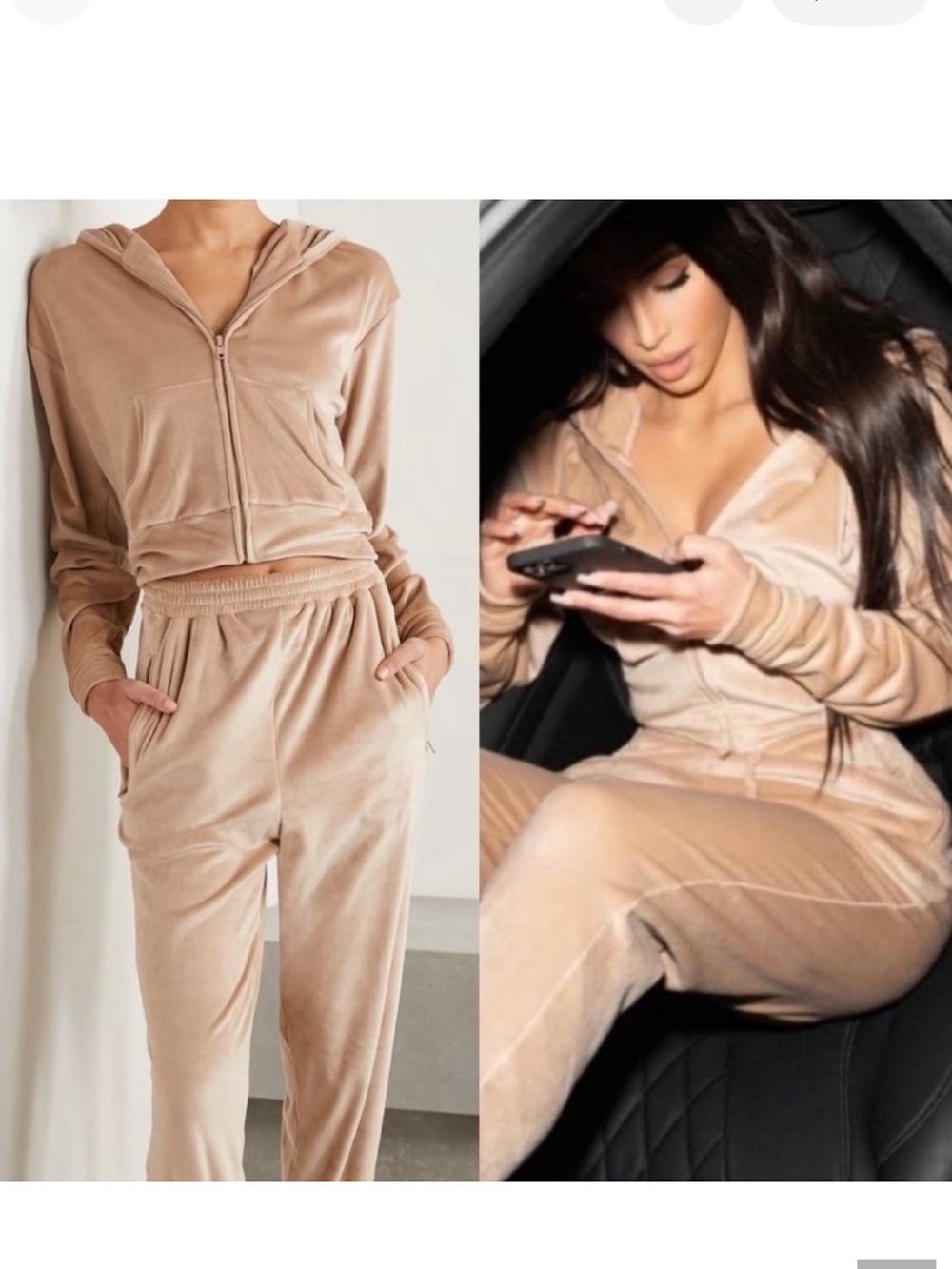 SKIMS Velour Zip Hoodie in color honey